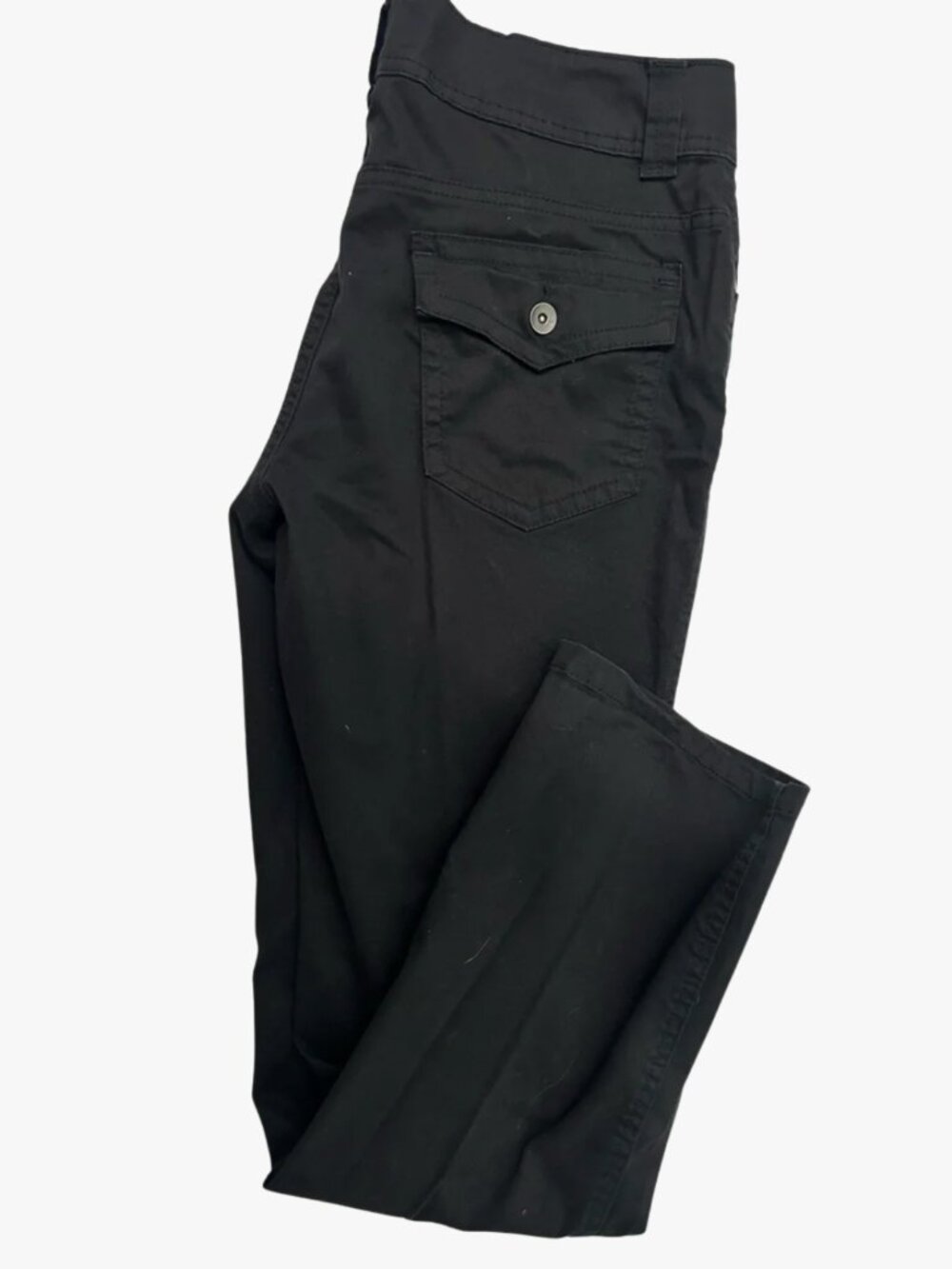 Faded Glory Black Straight Leg Cargo Pants | Women's Utility Pants with Button